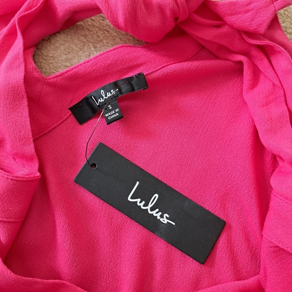 Lulu's Fuschia Pink Tank Top Tie Back Size Small Cami Top NWT - Picture 10 of 11